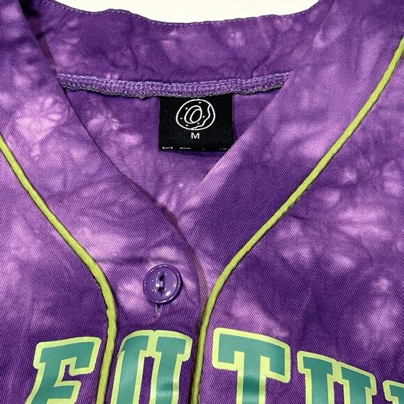 Odd Future Womens Baseball Jersey Size Medium Purple Tie Dye Button Wolf Gang - Picture 4 of 12